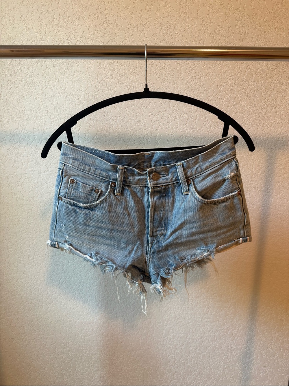Levi's Light Blue Distressed Denim Cutoff Shorts
